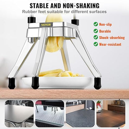 VEVOR Commercial Vegetable Fruit Chopper 1/4" Blade Heavy Duty Professional Food Dicer Kattex French Fry Cutter Onion Slicer Stainless Steel for Tomato Peppers Potato Mushroom