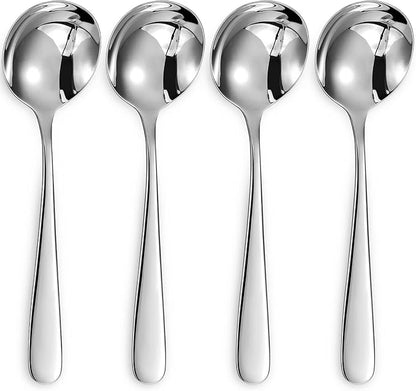 KEAWELL Premium 7" Louise Soup Spoons, 18/10 Stainless Steel, Dishwasher Safe (4)
