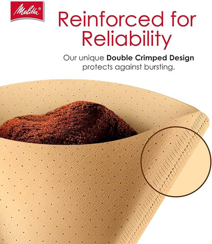 Melitta #4 Cone Coffee Filters, Natural Brown, 100 Count (Pack Of 3), 300 Total Filters - Fits all 8-12 Cup Cone Coffee Makers and Pour-Overs, Compostable, Tear-Resistant, Made in USA