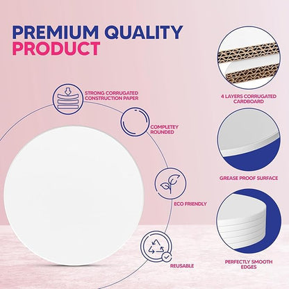RICCLE Cake Boards - 16 Inch Cake Drum - Pack of 6 Smooth-Edged - Sturdy Cake Boards Round - Bend Resistant Multi-Layered Cake Base for Minimalist Displays (16 Inch)