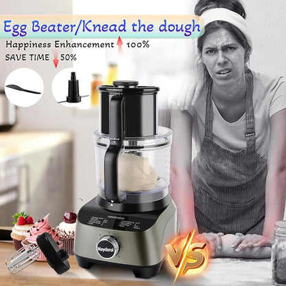 14 Cup Blender and Food Processor Combo for kitchen, large food processor for Chopping,Blending, Mixing,Mincing, Slicing, Shredding,Mincing, Purees & Dough Easy to Operate and Clean for Home Use,600W