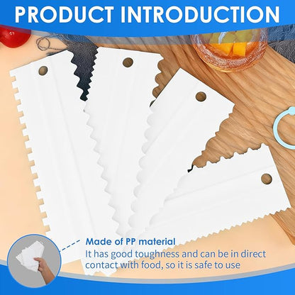 10 Pcs Cake Decorating Scraper Set, Multi Shape Cake Scraper Smoother and Icing Smoother, Reusable Plastic Tools for Baking Buttercream Pastry and Fondant