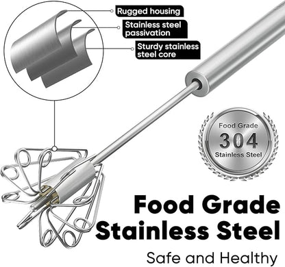 Newness Whizzy Whisk, Stainless Steel Semi Automatic Whisk Blender for Home -Versatile Tool for Egg Beater, Milk Frother, Hand Push Wisk - Kitchen Utensil for Blending, Whisking, Beating & Stirring