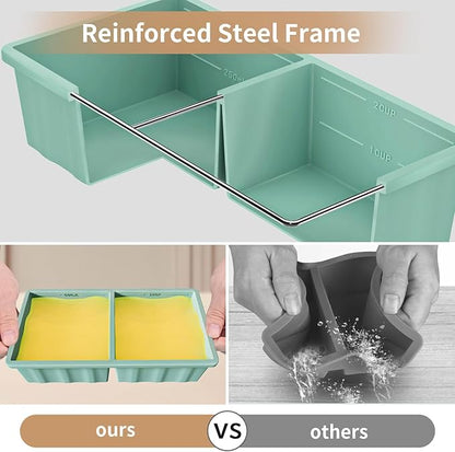 Silicone Freezer Tray for Soup Ice Cubes: 2-Cup Freezing Tray with Lid for Meal Prep - 2Pack Silicon Soup Portion Freeze Trays Make Stock Souped Ice Cube