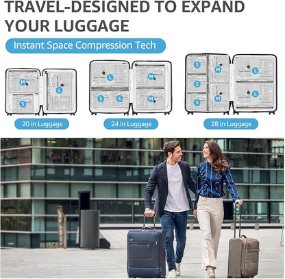 Vacuum Bags for Travel with Rechargeable Pump, 15 Packs of 3 Sizes Vacuum Seal Bags for Clothing, Space-Saving Compression Vacuum Travel Bags for Luggage, Vacuum Packing Bags for Closet Organization