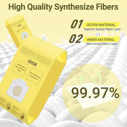 50558 Canister Vacuum Bags Replacement for Kenmore Canister Type C/Q 5055, 50555, 50557, 50558 and Pana·sonic Type C-5, C-18, 200 Series, 400 Series, 600 Series, 800 Seires Vacuum - 12 Pack