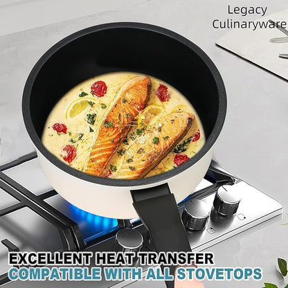 Nonstick Sauce Pan with Lid,1.5QT small pot, PFOA Free,Kitchen Pots Induction Pot,Cream