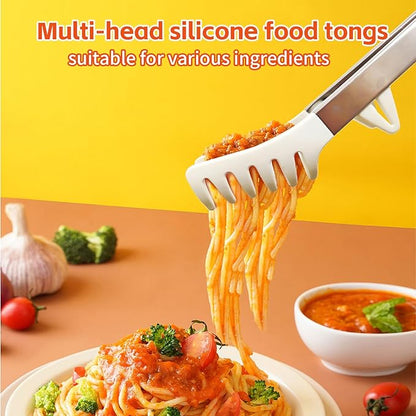 Kitchen Tongs,Set Of 3 Tongs with Silicone Tip for Cooking 9/12 Inch Stainless Steel Kitchen Tong for Meat,Food Grill,Salad,BBQ,Frying,Serving,Dishwasher (White, 9 Inch)