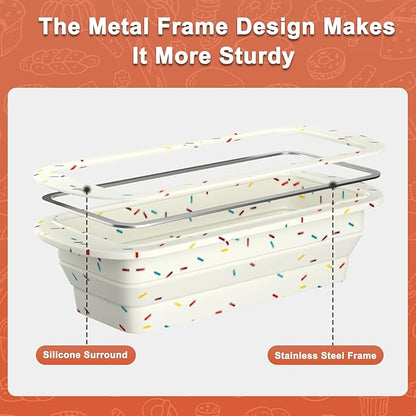 Foldable Silicone Loaf Pan, Non-Stick Bread Pan, Sturdy Cake Tin for Baking, Easy Release Loaf Pan, Great for Cakes, Brownies, Dishwasher Safe (9"x4"x2.5", Off-white, 1 Piece)
