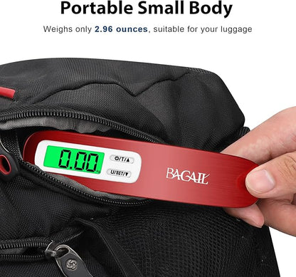 BAGAIL Digital Luggage Scale, 110lbs Hanging Baggage Scale with Backlit LCD Display, Portable Suitcase Weighing Scale, Travel Luggage Weight Scale with Hook, Strong Straps for Travelers