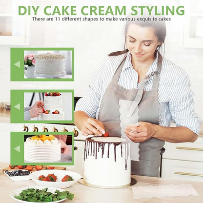 SenseYo 7 Pcs Acrylic Cake Icing Scraper Smoother Comb with Double Sided for DIY Mousse Butter Cream Cake Decoration (7)