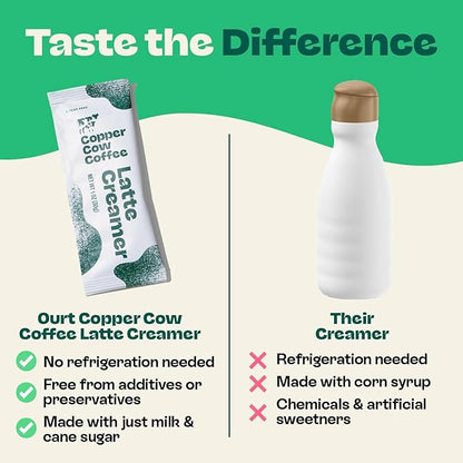 Copper Cow Coffee Pour Over Vietnamese Ground Coffee Pouches + Sweetened Condensed Milk Creamers (8 Coffees & 8 Milk Creamers) | Vanilla Lattes, No Refrigeration Needed, Travel Friendly