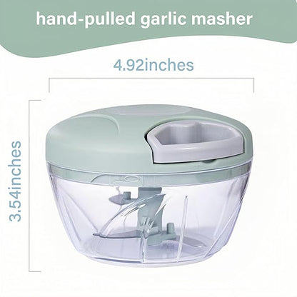 Manual Food Processor Vegetable Chopper,‌ Portable Hand Pull String Garlic Mincer Onion Cutter for Veggies, Suitable for Vegetables, Ginger, Garlic, Fruits, Onion, Potato, Salad (Green 500 ml)