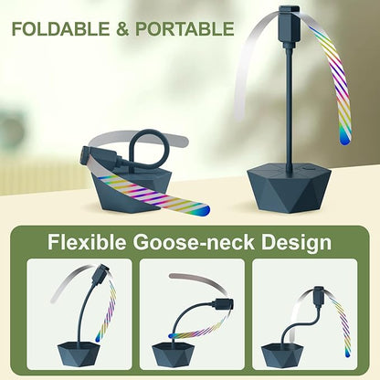 Portable Battery Powered Fly Fans for Tables Up to 15 Hours Working Time, 4-Pack Indoor Outdoor Food Fan with Flexible Goose-Neck Blades for Home Restaurant Party Picnic Patio BBQ, Navy Blue