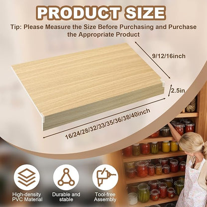 5 Pcs Wire Rack Covers 36x12x2.5 inch PVC Pantry Shelf Cover 0.31 inch Thick Removable Closet Wire Rack Shelf Covers,Decoration Kitchen Bathroom Office Shelving (Wood Color,36x12x2.5inch)