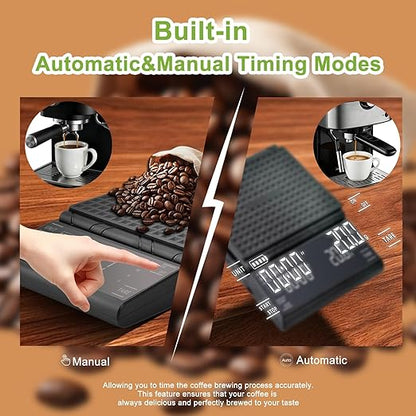 Coffee Scale with Timer, Espresso Scale & Coffee Bean Scale - 3kg/0.1g Precise Small Digital Kitchen Scale for Espresso Accessories Kit, Pour-Over, and Multi-Purpose Use (Batteries Included)