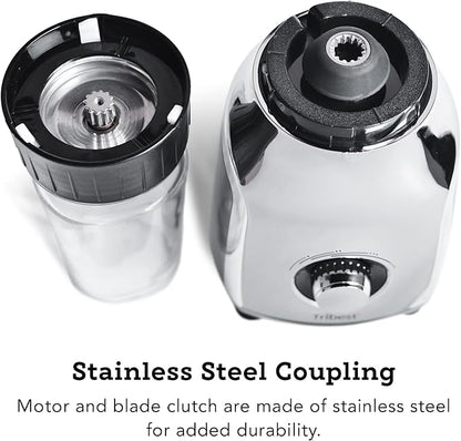 Tribest PBG-5050-A Portable Blender for Shakes and Smoothies with Glass Blender Cups, Chrome
