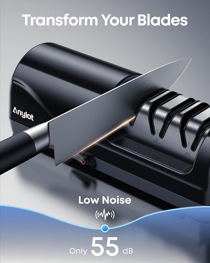 Electric Knife Sharpener for Kitchen Knives, 3-Stage Professional Knife Sharpening System with 100% Diamond Abrasives, 20° Precision Knife Sharpening Angle Guide, afilador de cuchillos electrico