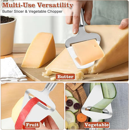Premium Stainless Steel Cheese Slicer For All Types Of Cheese, Multi-Functional Handheld Cheese Slicers Cutter For Block And Hard, Dishwasher Safe, Essential For Every Kitchen.