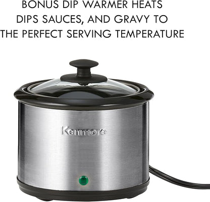 Kenmore 7 Quart Slow Cooker with Diper - Crock pot With Programmable Settings, Digital Controls, Large Capacity for Family Meals, Dishwasher-Safe Stoneware, Warm Rice & Sous Vide Stew
