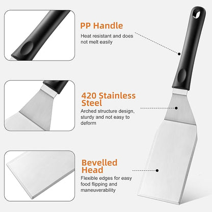 Stainless Steel Spatula Set of 3, Small Metal Spatulas for Cooking Cast Iron Skillet - Fish Turner Hamburger Spatula Griddle Grill Spatulas - for Grill, Pancake, Fish, Hamburger, Egg