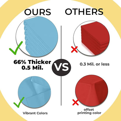 Exquisite 66% Thicker Premium Plastic Table Cloth Rectangle Table Cover 0.5 Mil 12 Pack Sky Blue Table Cloth 54 Inch x 108 Inch Disposable Tablecloth Won't Tear Easily Like Cheap Thin Brands