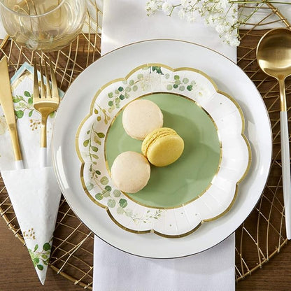 Kate Aspen Sage Green Party Decorations, Eucalyptus Floral Botanical Garden 62 Piece Plates and Napkins Party Supplies (16 Guests) Greenery Baby Shower Decorations & Bridal Shower Decor
