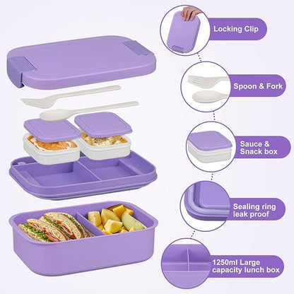 Large Bento Lunch Box Set for Adults Kids Women with 10.5oz Soup Thermo,Coffee Tumblers Men Girls Boys Teenagers Leak-Proof Lunch Food Containers with Lunch Bag