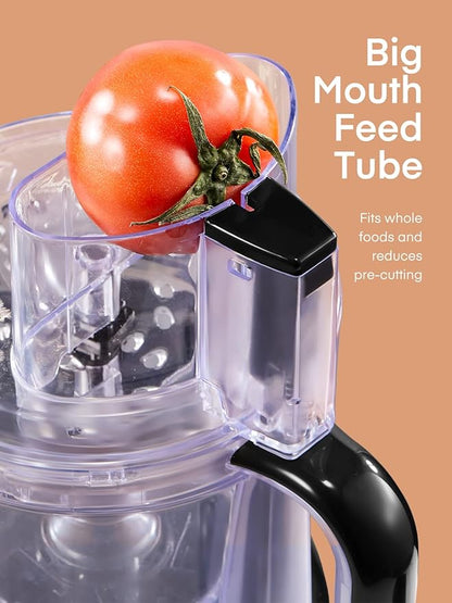 FOHERE Food Processor, 12 Cup, 2-in-1 Feed Chute Vegetable Chopper & Meat Grinder for Mincing, Dicing, Shredding, Puree & Kneading Dough, Stainless Steel