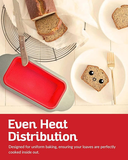 Premium Non-Stick Silicone Bread Loaf Pan, 9x5 Inches – Heavy-Duty Steel Frame, Non-Toxic, BPA & PFOA Free – Perfect for Pound Cakes, Breads, & More.