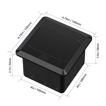 KYHSHJ USB Pop Up Floor Socket Kit with 2 * 20A Receptacle，4.8A 1 USB-A Ports &1 USB-C Port，Corrosive Resistant Hardware,Black