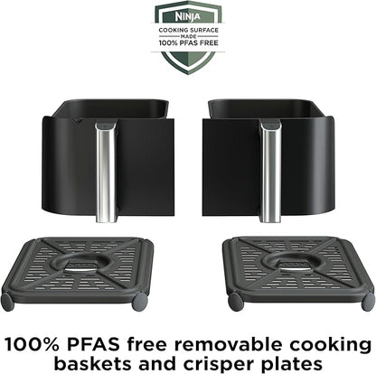 Ninja DZ550 Foodi 10 Quart 6-in-1 DualZone Smart XL Air Fryer with 2 Independent Baskets, Smart Cook Thermometer for Perfect Doneness, Match Cook & Smart Finish to Roast, Dehydrate & More, Grey