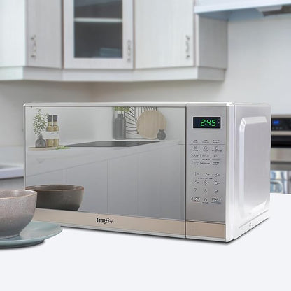 Total Chef 0.7 Cu Ft Microwave Oven - Countertop Small Kitchen Appliance, Stainless Steel Microwave with Digital Touch, Pre-Set Functions, 10” Turntable, 700 Watt