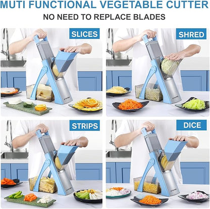 2025 Upgraded Version All-in-1 Mandoline Slicer for Kitchen & Adjustable Mandoline Slicer. Detachable Blade, Cut Slice, Strips, Dice, Shred and Chop, Versatile Kitchen Veggie Chopper