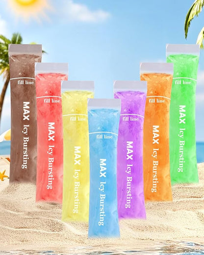 100 MAX Disposable Ice Popsicle Mold Bags (12x2.5") for DIY Natural Fruit Snacks, Juice & Smoothies, Ice Pops Molds | BPA-Free, Zip Seals, Funnel Included