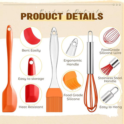 Baderke 30 Pcs Mini Spatulas Set with Silicone Basting Pastry Brushes Mini Whisk Heat Resistant Brush Kitchen Whisks Rubber Spatulas for Party Favor Gift Supplies Cooking Baking Mixing