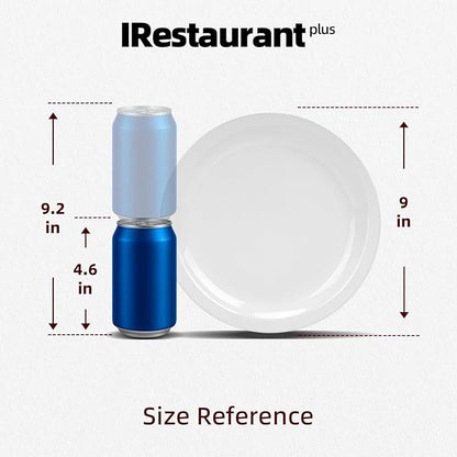 Stoneware Narrow Rim Commercial Grade Ceramic Dinnerware Bright White, Round Dinner Plate 9", Case of 24, Restaurant & Home Dining