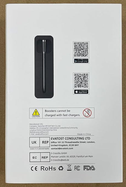 BFOUR Meat Thermometer Digital Wireless with LCD Booster, Bluetooth Food Cooking Thermometer with Smart App, 524FT Remote Range, 100% Waterproof & 752°F Heat Resistant Probe for BBQ Oven Grill Smoker
