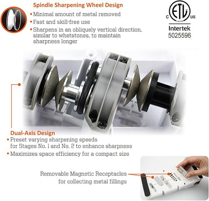 SHARPAL 198H Electric Knife Sharpener, Premium Durable Monocrystalline Diamond Wheels, Professional Knife Sharpening for All Knives–Japanese, Chef's, and Pocket Knives, Quick & Effortless Razor-Sharp