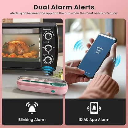 Wireless Meat Thermometer for Grilling and Smoking, CP10 500FT Meat Probe Thermometers, Smart Food Thermometer Probe for BBQ, Oven, Grill, Smoker, Sous Vide Gifts for Mom, Wife - Pink