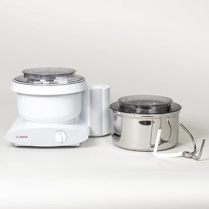 Bosch Universal Plus Stand Mixer - White - with Bottom‑Drive Stainless Steel Bread Bowl, 6.5‑Quart Capacity, 4 Speeds + Pulse, Heavy‑Duty Dough Hook & Dual Whips, Handles 14 lb Dough