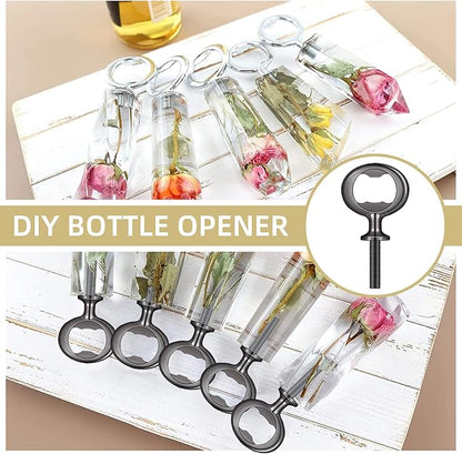 Metal Bottle Opener Kit, 20 Pcs Blank Stainless Steel Inserts, DIY Beer Opener Hardware DIY Craft Handmade Wood Turning Kits, Flat Black Inserts
