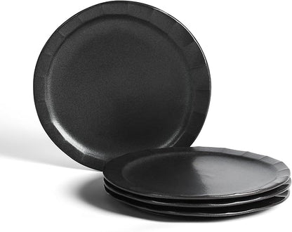 Stone Lain Oasis 4-Piece Dinner Plate Set Stoneware, Black