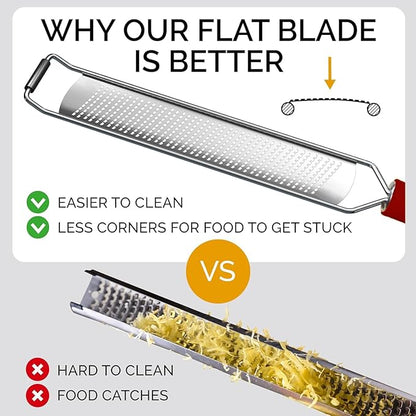 DESIGNED BY CHEFS ~ Premium Lemon Zester Grater With Perfectly Angled Teeth ~ Ideal for Citrus, Parmesan Cheese, Garlic, Vegetables and Fruits