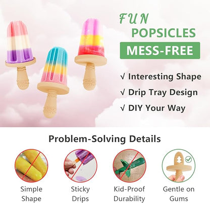 Silicone Popsicle Molds for Toddlers, 6-Cavity x 2oz Food-Grade Ice Pop Mold, Reusable DIY Fresh Fruitsicle Frozen Treats Maker (RED)