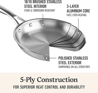 Premier Stainless Steel 3-Piece Fry Pan Set