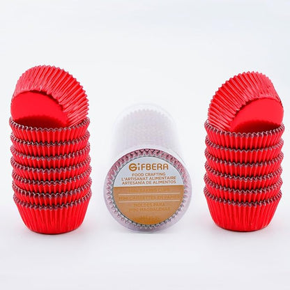 Gifbera Mini Foil Muffin Cupcake Liners Red Wrappers for Christmas Wedding Party, 300-Count