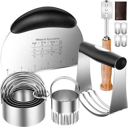 Pastry Cutter, Biscuit Cutter, Dough Scraper, Bread Lame, Stainless Steel Pastry Blender Set, Dough Cutter Biscuit Cutter Sourdough Bread Scoring Tool Dough Blender Tools & Pastry Utensils (5 Pcs/Set)