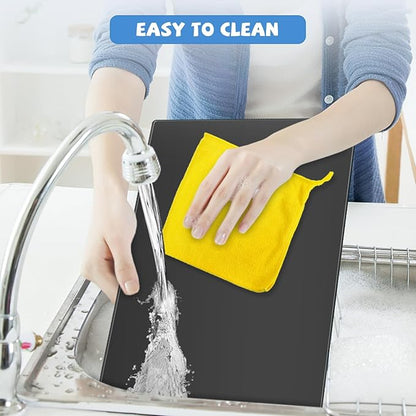 Tempered Glass Cutting Board for Kitchen, Black Glass Board for Countertop, Heat Resistant, with Non-Slip Feet, 12x16" 1Pcs