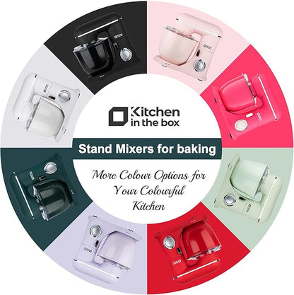 Kitchen in the box Stand Mixer, 4.5QT+5QT Two bowls Electric Food Mixer, 10 Speeds 3-IN-1 Kitchen Mixer for Daily Use with Egg Whisk,Dough Hook,Flat Beater (Lilac, 5QT)